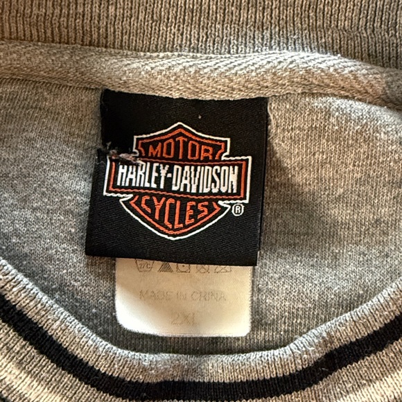 Y2K Harley Davidson Embroidered Crewneck Sweatshirt 2X Gray Tri-County Biker - Picture 5 of 7
